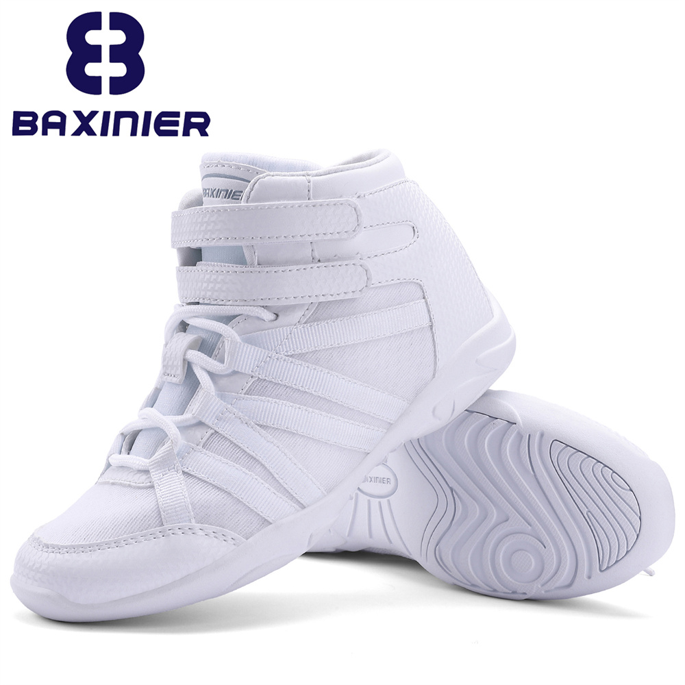 White Sneaker Care Kit - BAXINIER หญิงสีขาว High Top เชียร์ลีดเดอร์รองเท้าน้ําหนักเบาเยาวชน Cheer