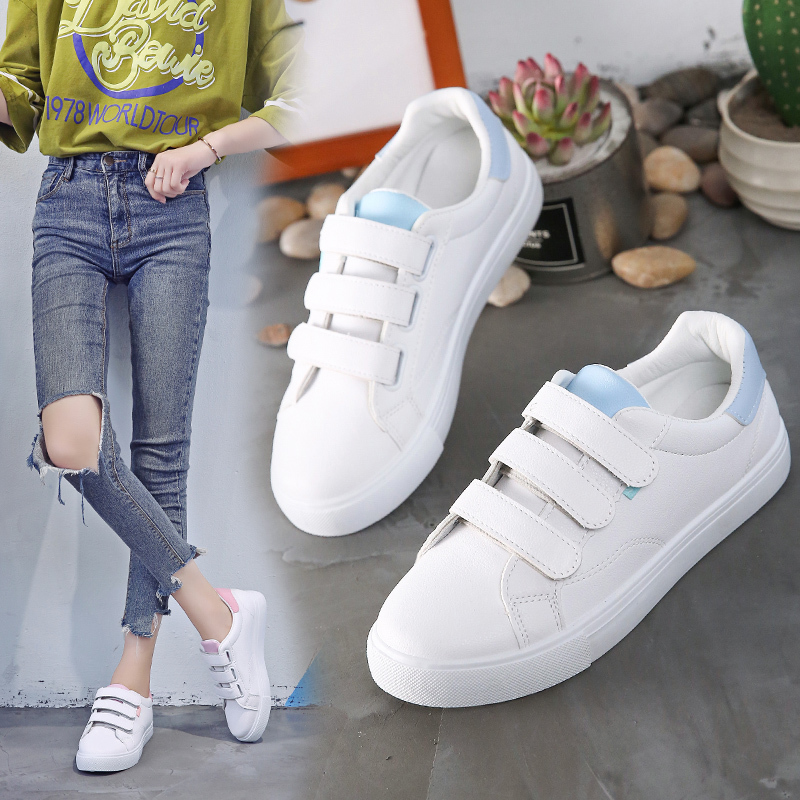 White Sneaker Care Kit - รองเท้าผ้าใบผู้หญิงสีขาวแบบสวม รุ่นใหม่สำหรับฤดูใบไม้ร่วง เหมาะสำหรับนักเรียน แฟชั่น เซ็กซี่ สบายๆ